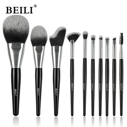 Beli 10pcs Professional Makeup Brush Set New Design Brushed Tube Makeup Brushes