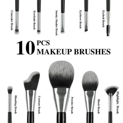 Beli 10pcs Professional Makeup Brush Set New Design Brushed Tube Makeup Brushes